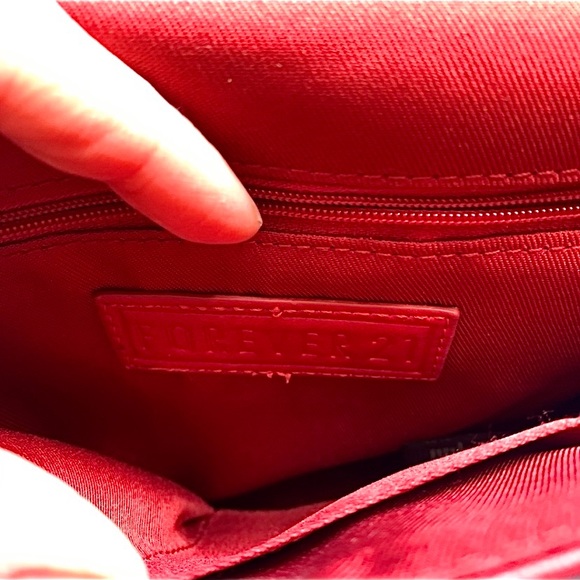 Forever 21 Purse Red Envelope Crossbody Bag Faux Leather Clearance - Picture 8 of 12